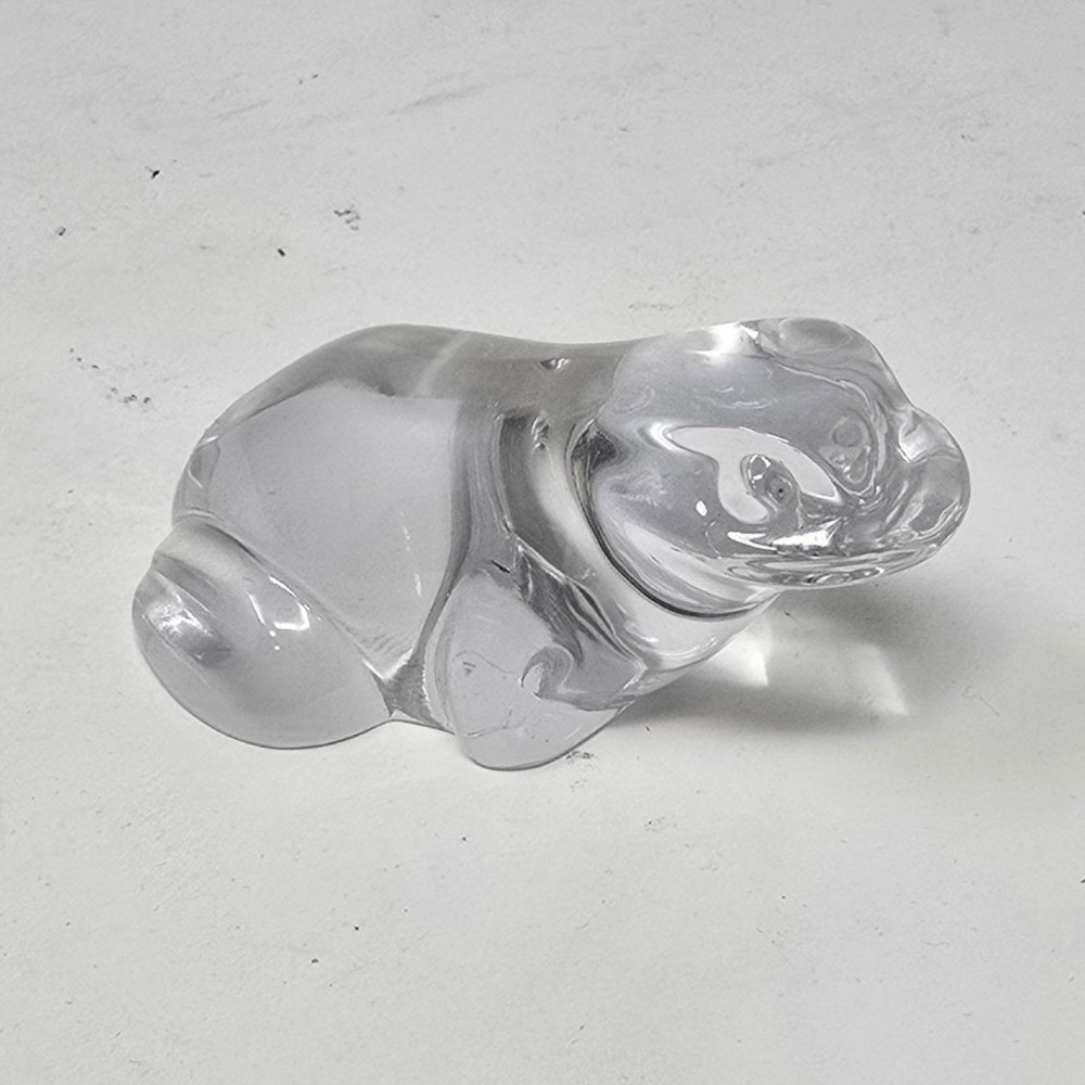 Villeroy & Boch Crystal Frog clear paperweight figurine art glass signed MCM